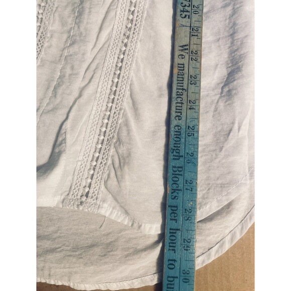 18 Centimeters Blouse Womens M White Trimmed Long Sleeve Band Collar Button Top - Picture 11 of 12
